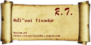 Révai Tivadar névjegykártya